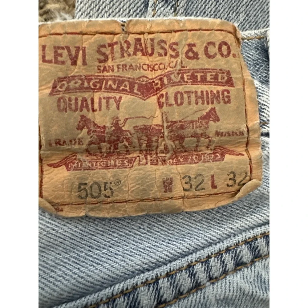 Y2K 2008 Levi's 505 Mens Regular Fit Jeans 32X32 Light Blue Wash Pre Owned